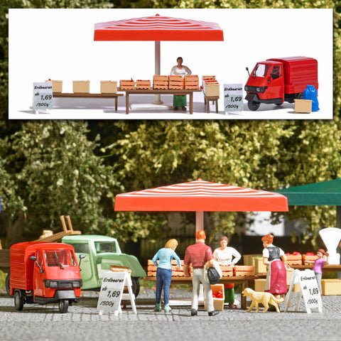 Busch 7913 Market stall with strawberrie