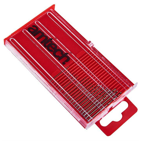 AMTECH F0930 20 Piece high speed steel HSS micro drill bits 0 3mm - 1 6mm