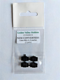 Golden Valley Hobbies GV7134 GVNEM08 Conversion NEM pockets Lima coach bogies 2 pairs
