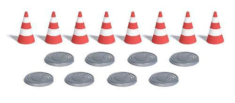 Busch 7788 8 traffic cones and 8 manhole covers