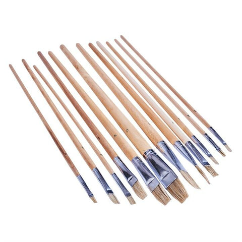 AMTECH S4145 12 Piece flat tip art brush set