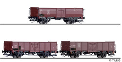 Tillig 1036 Freight Car Set Of The DB SBB And DSB With Three Open Cars Europ With Load Ep III