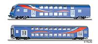 Tillig 01064 Passenger coach set of the SRI with one double-deck driving cab coach DBzf 761 and one