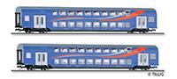 Tillig 01065 Passenger coach set of the SRI with two 2nd class double-deck coach DBz750