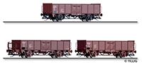 Tillig 01077 Freight car set of the DR with three open cars