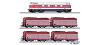 Tillig 1447 01447 Freight car set of the DR with diesel locomotive V 180 and four hopper cars OOt with lo