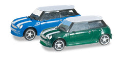 Herpa 065252-003 2 x Mini Coopers Green/Blue