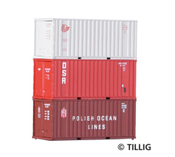 Tillig 07707 Container set three 20 ft container