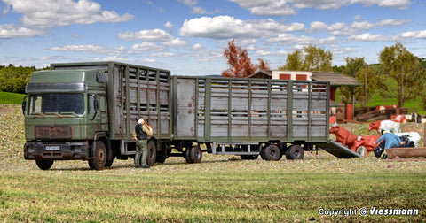 Kibri 12248 Cattle truck with trailer and 12 cows