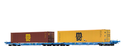 Brawa 48108 Container Car Sffggmrrss197 VTG loaded with 40 ft containers MSC