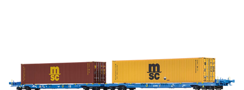 Brawa 48108 Container Car Sffggmrrss197 VTG loaded with 40 ft containers MSC