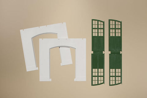 Auhagen 80705 OO/HO 2 Plastered walls with green gates