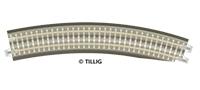 Tillig 83773 H0m Bedding track grey BR 11-32kre: Curved compatible unit, right, R 396 mm