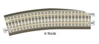 Tillig 83786 H0m Bedding track brown BG3-BR12kli: Curved compatible unit, left, R 353 mm