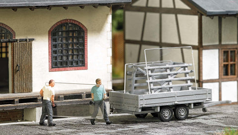 Busch 7905 Mini Scene Glaziers Glass Pane And Car Trailer