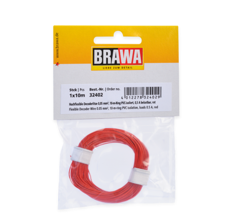 Brawa 32402 Flexible Decoder Wire 0 05 mm red