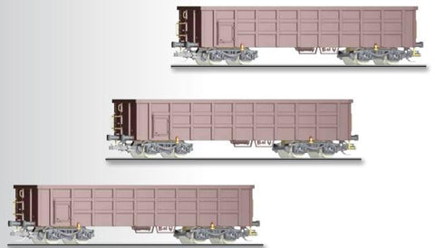 Tillig 1677 Freight car set of the DB AG with three different open ca