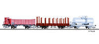 Tillig 1763 Freight car set with one open car of the CSD one stake ca