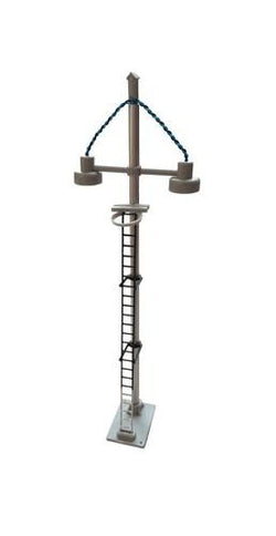 Berko BL17B Double Bowl Head Tall Yard Lamp Black Ladder With White Base