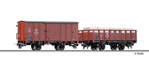 Tillig 5972 Freight car set of the DR with one box car Gw and one ope