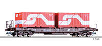 Tillig 18153 Pocket wagon Sdgkms of the ÖBB with two 20 container Ep.