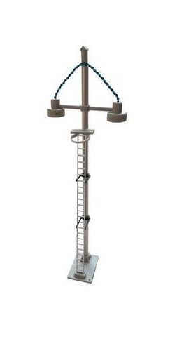 Berko BL18S Double Bowl Head Tall Yard Lamp Yellow LED Silver Ladder