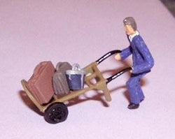 Porter & Handcart With Luggage. Factory Painted - OO Gauge