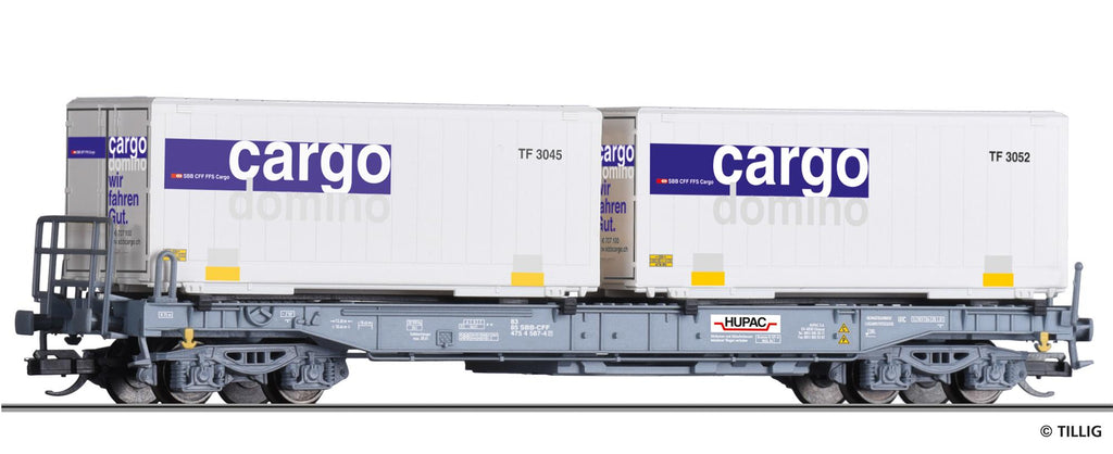 Wagon surbaissé à 8 essieux, type Saadkms, CFF/HUPAC - FL527306